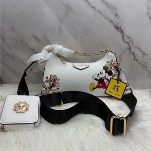 Aldo White and Black Mickey Mouse Crossbody Bag